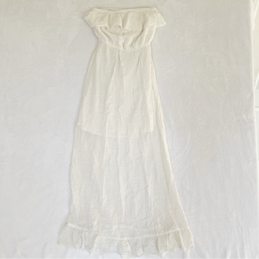 Charlotte Russe White Off-The-Shoulder Midi Dress Small Tiered Ruffled Dress